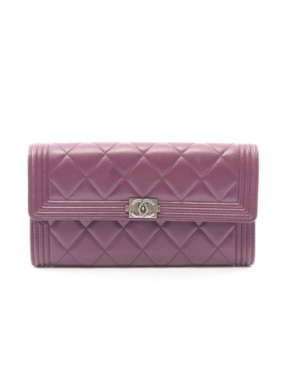Chanel Bifold Wallet Boy Purple Lambskin Boy